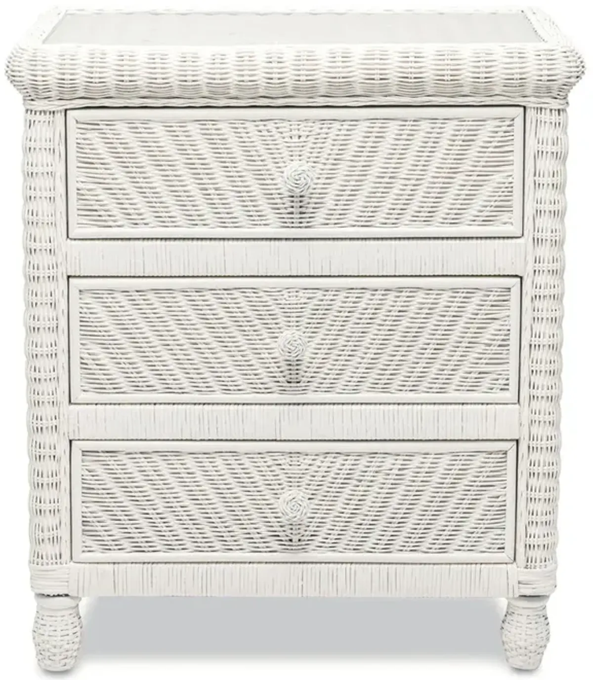 Seawinds Santa Cruz 3-Drawer with Glass Top White Finish Chest