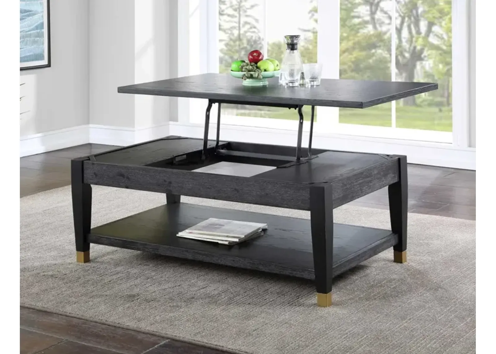 Steve Silver Yves Rubbed Charcoal Cocktail Table