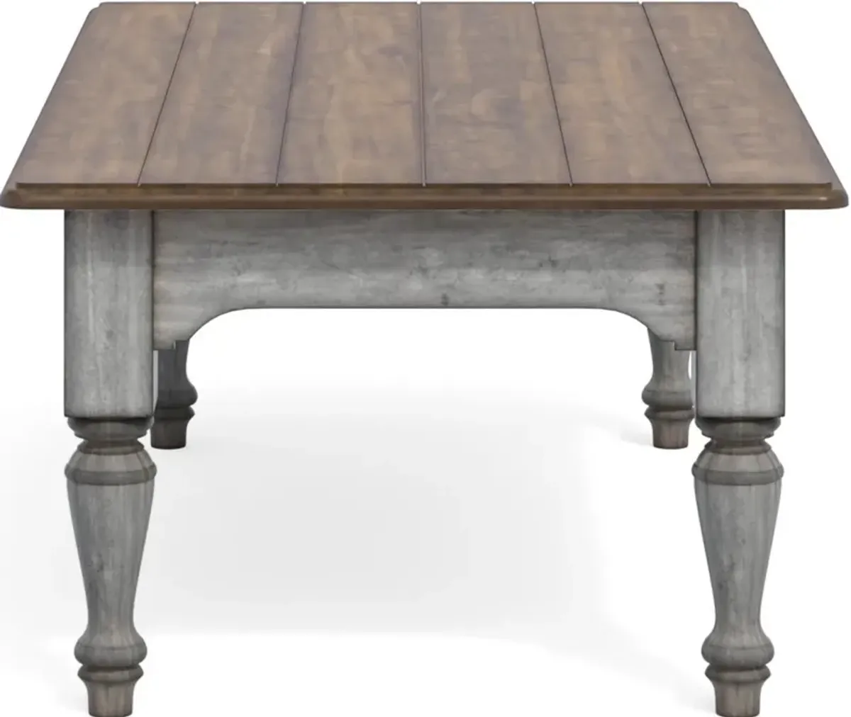 PLYMOUTH DISTRESSED GRAY WASH RECTANGULAR COFFEE TABLE