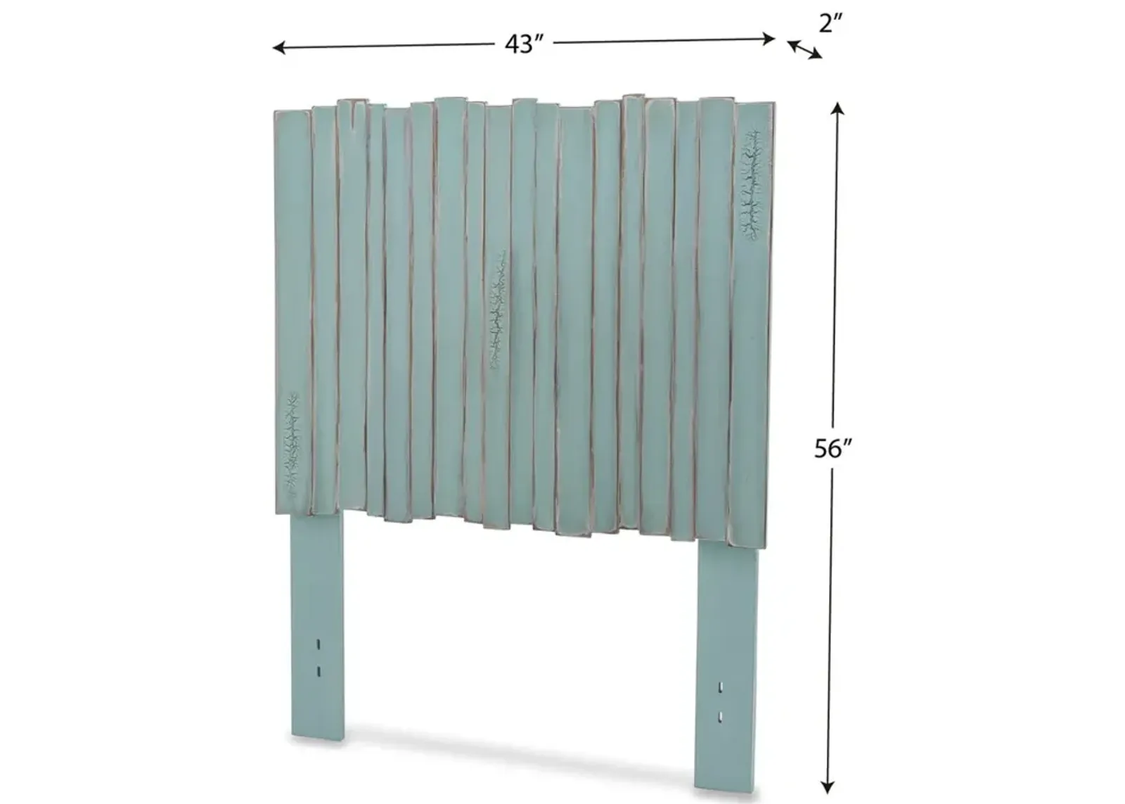 Seawinds Picket Fence Twin Headboard Distressed Bleu Finish