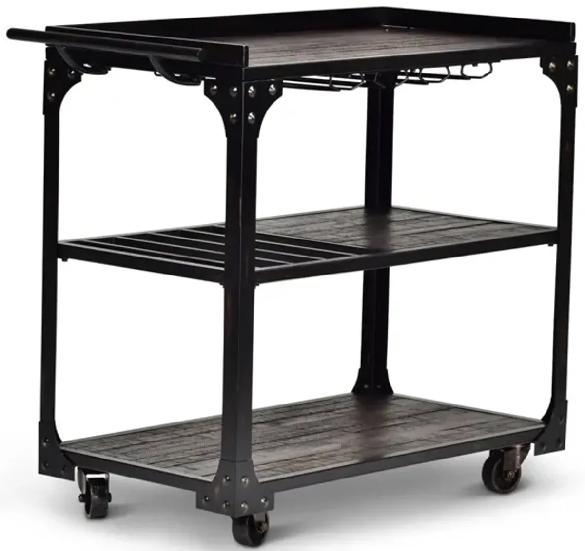 Steve Silver Sherlock Bar Cart In Dark Charcoal