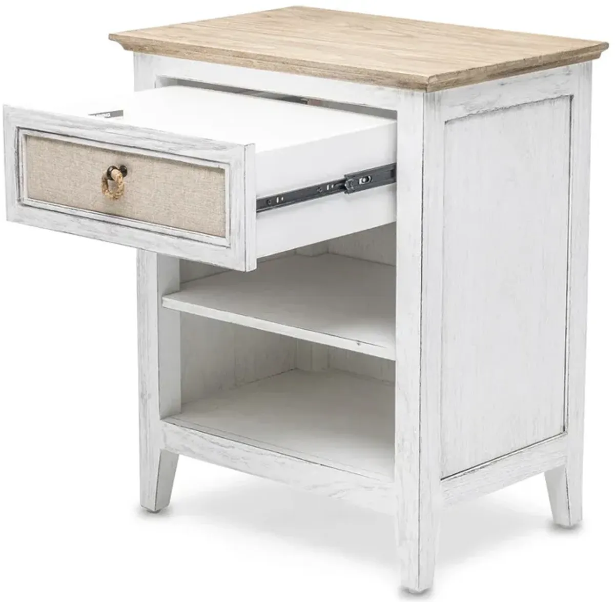 Seawinds Captiva Island 1-Drawer Nightstand Beach Sand/Weathered White Finish