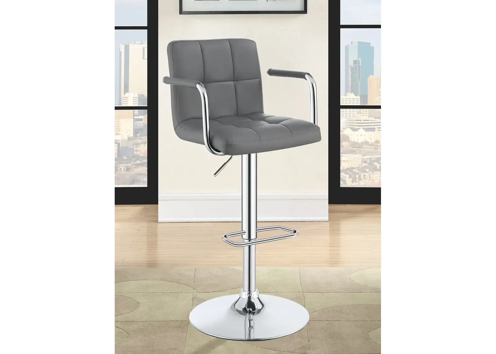 Coaster Palomar Adjustable Height Bar Stool Grey & Chrome