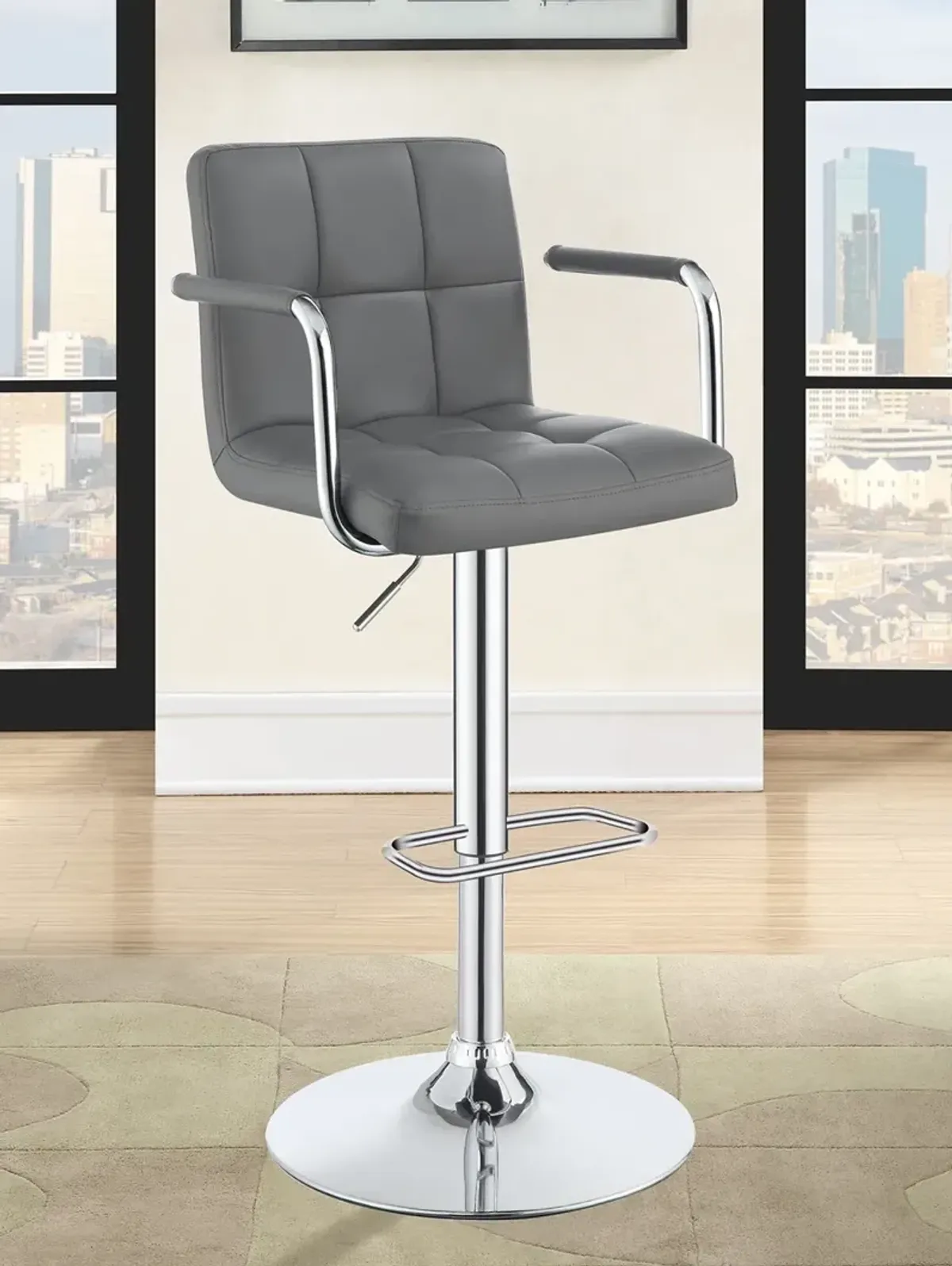 Coaster Palomar Adjustable Height Bar Stool Grey & Chrome