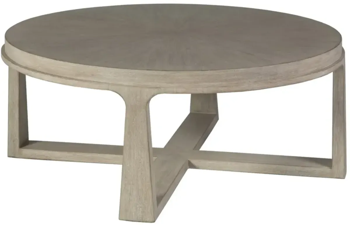 Artistica Home by Lexington Cohesion Program Rousseau 42.5 Inch Round Wood Cocktail Table White Washed