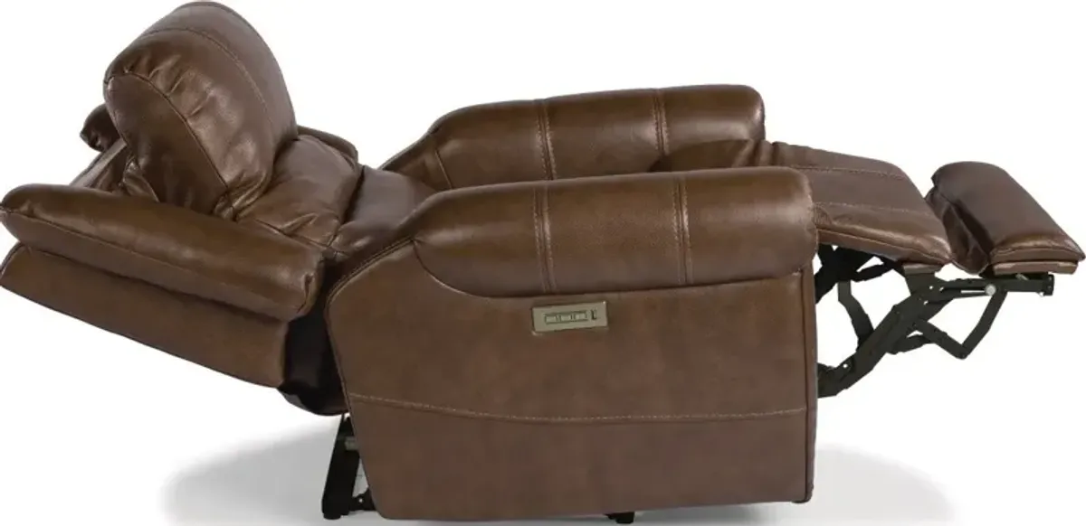 Flexsteel Oscar Coffee Brown Power Lift Recliner with Power Headrest