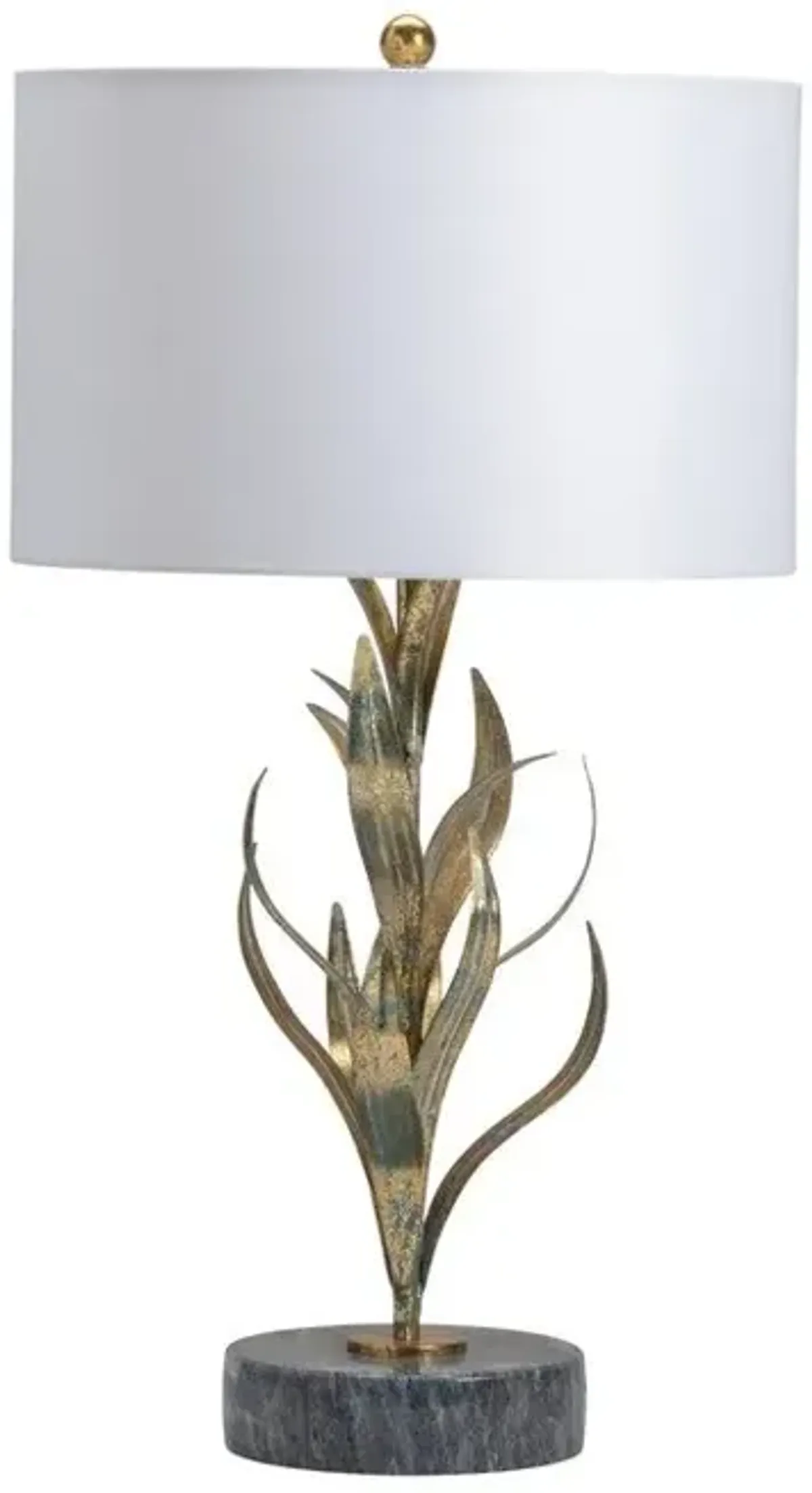 Crestview Kendrick Antique Gold/White Free Form Leaves Table Lamp