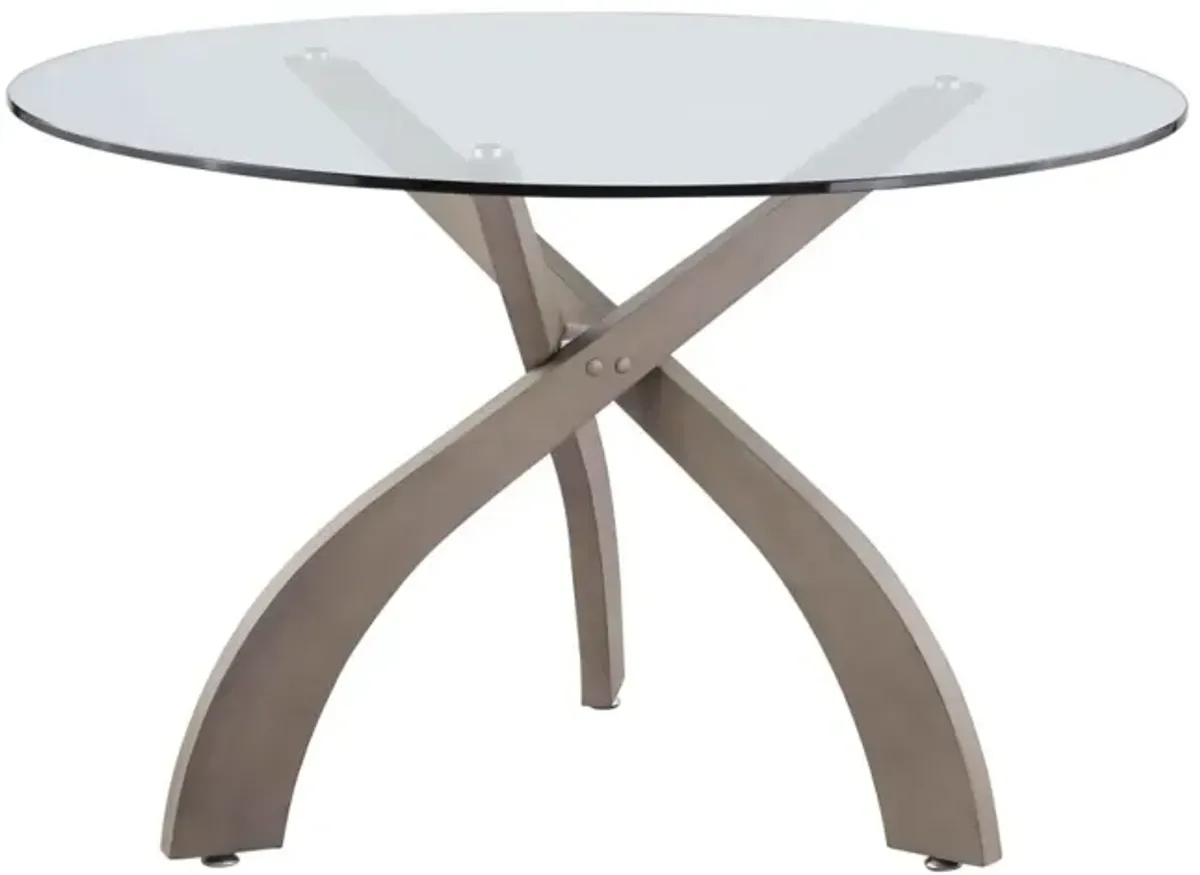 Chintaly Peggy Round Glass Top Dining Table with Solid Wood Base