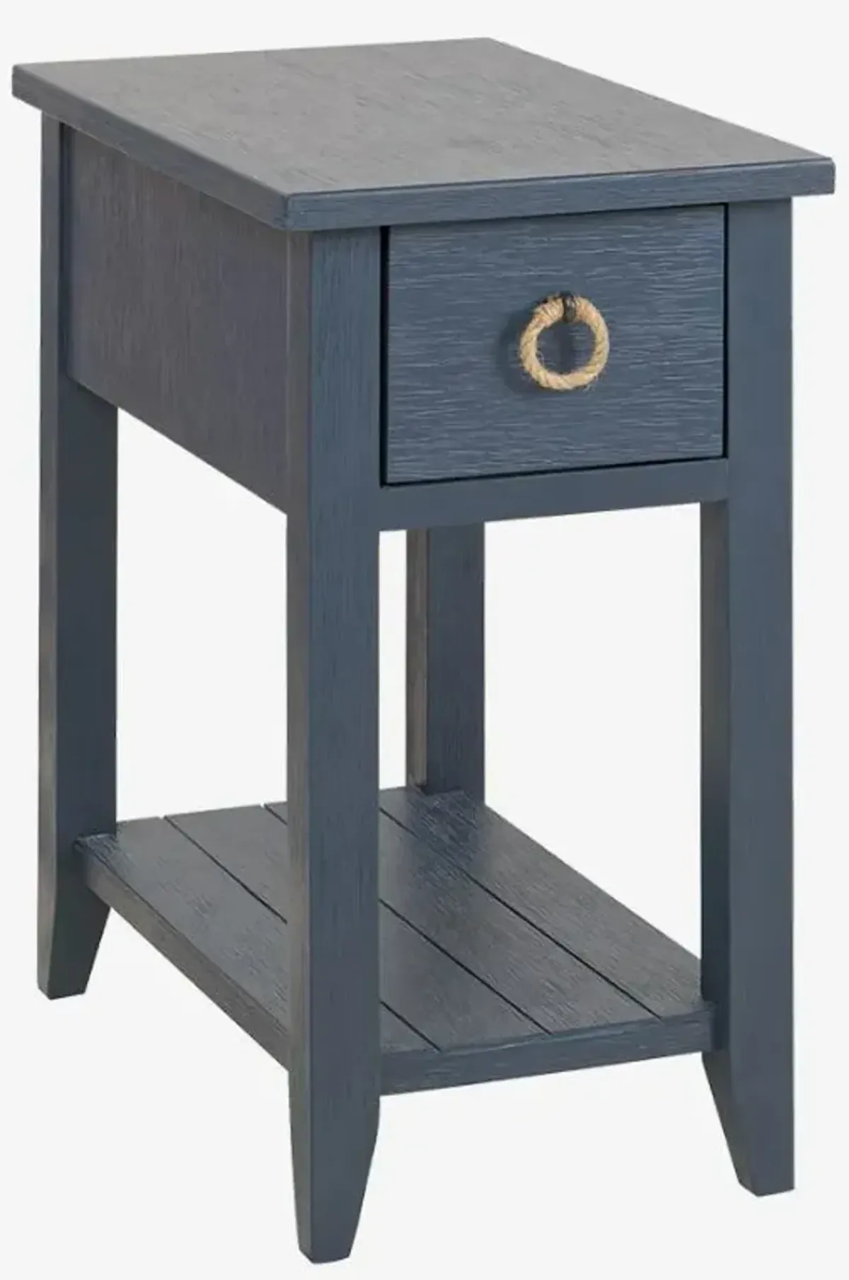 Madison Avenue Coastal Views Navy 1-Drawer End Table with Rope Drawer Handle