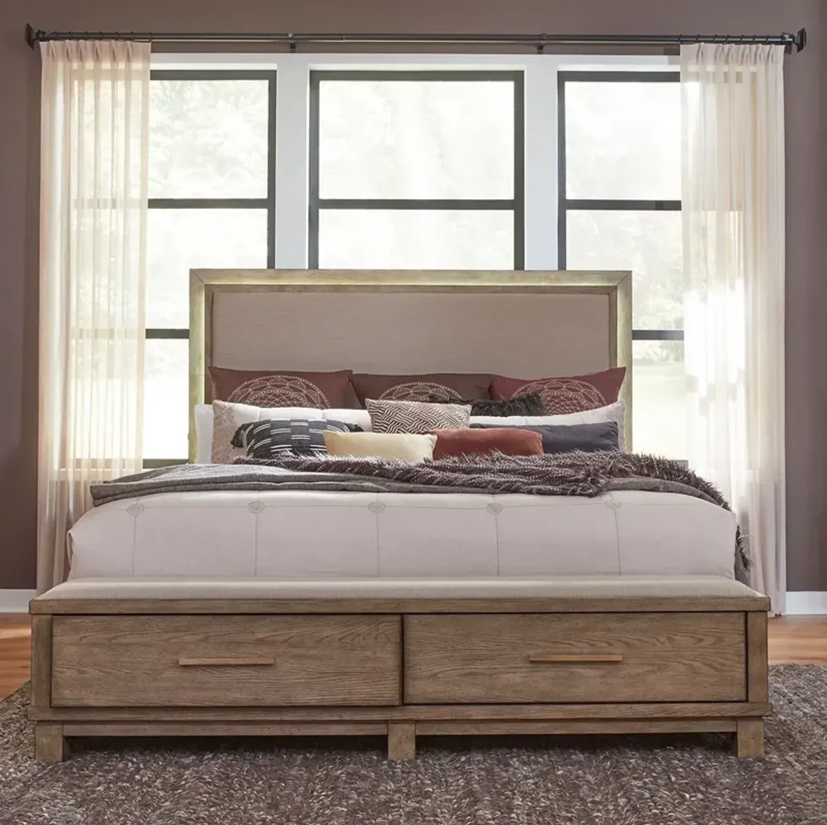 Liberty Furniture Complete Queen Bedroom Set Storage Bed, Dresser & Mirror Canyon Road