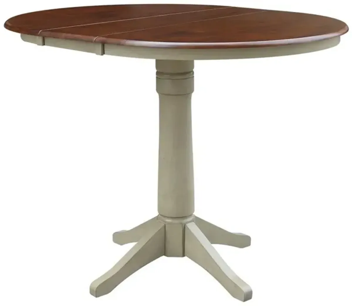 John Thomas Dining Essentials 36 Inch Extension Table with 36 Inch Transitional Pedestal Base in Espresso/Almond