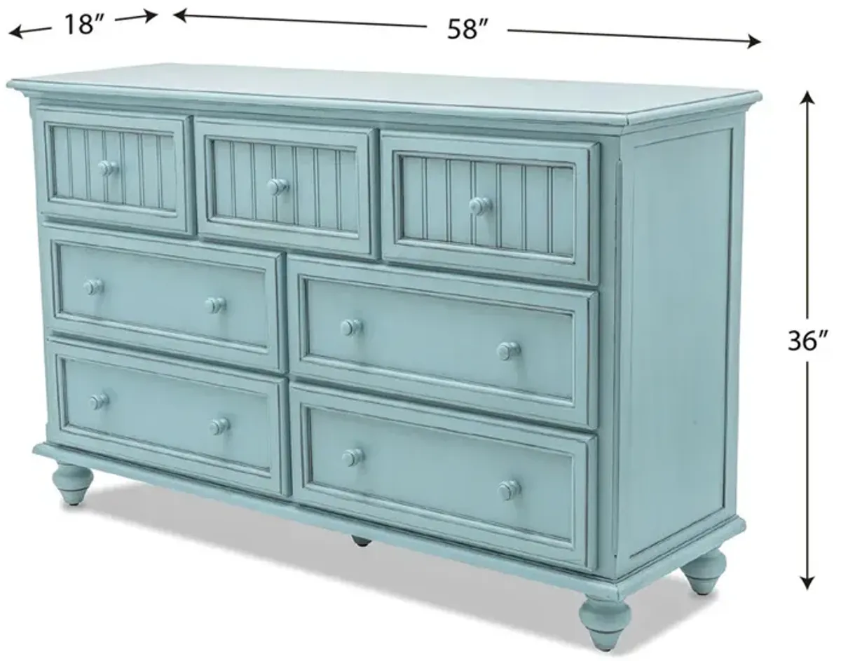 Seawinds Monaco 7-Drawer Dresser Bleu Finish