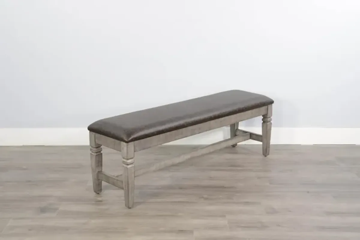 Sunny Designs Homestead Hills Tobacco Leaf & Alpine Grey Hill Bench Cushioned Seat