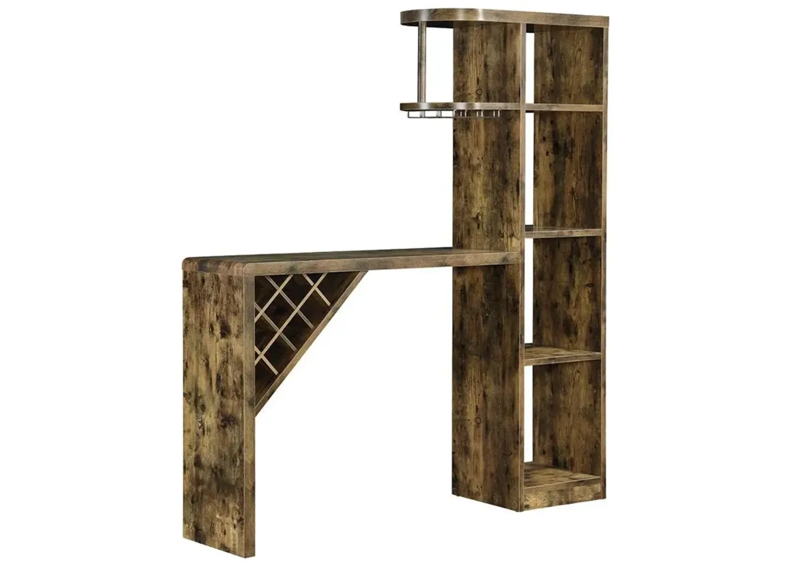 Coaster Belvedere 5-Shelf Home Bar Table Wine Storage Rustic Nutmeg