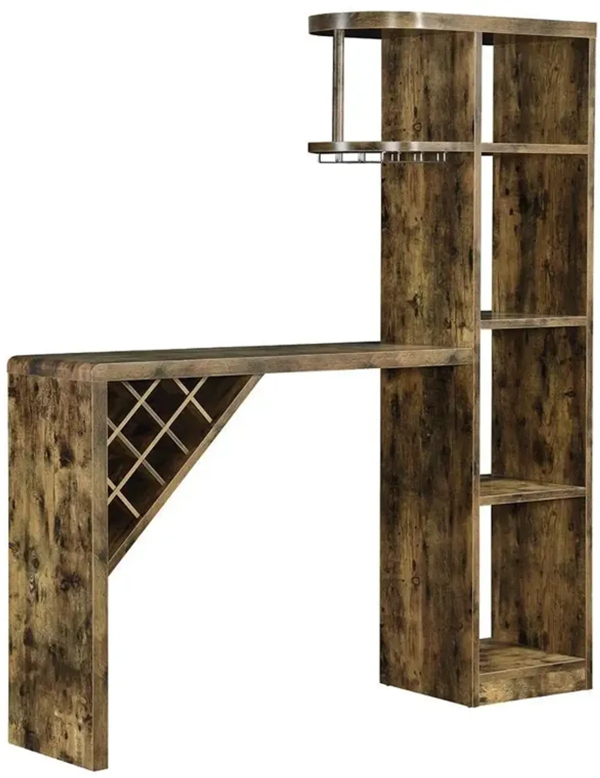 Coaster Belvedere 5-Shelf Home Bar Table Wine Storage Rustic Nutmeg