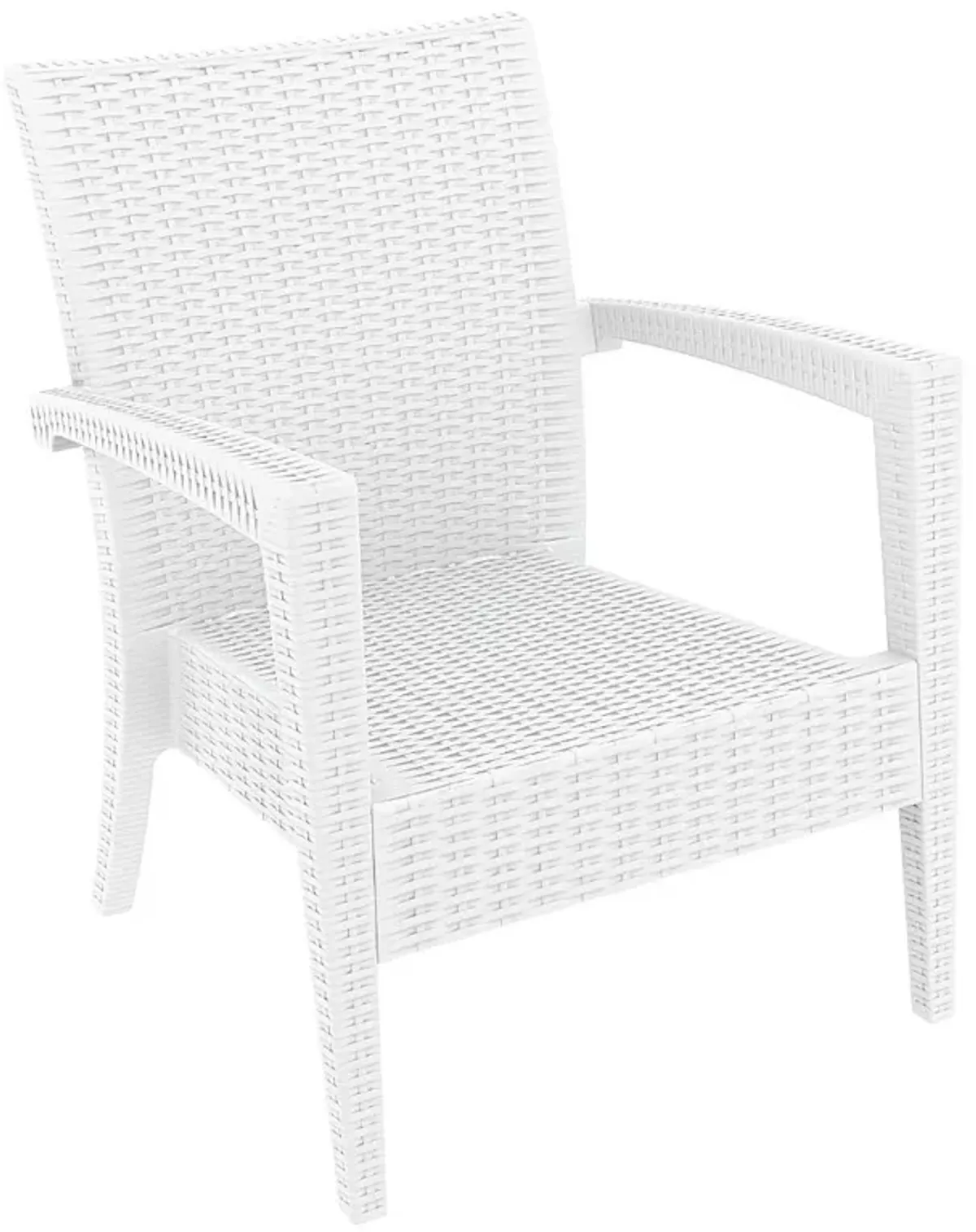 Compamia Miami Resin Club Patio Chair White with Sunbrella Natural Cushion