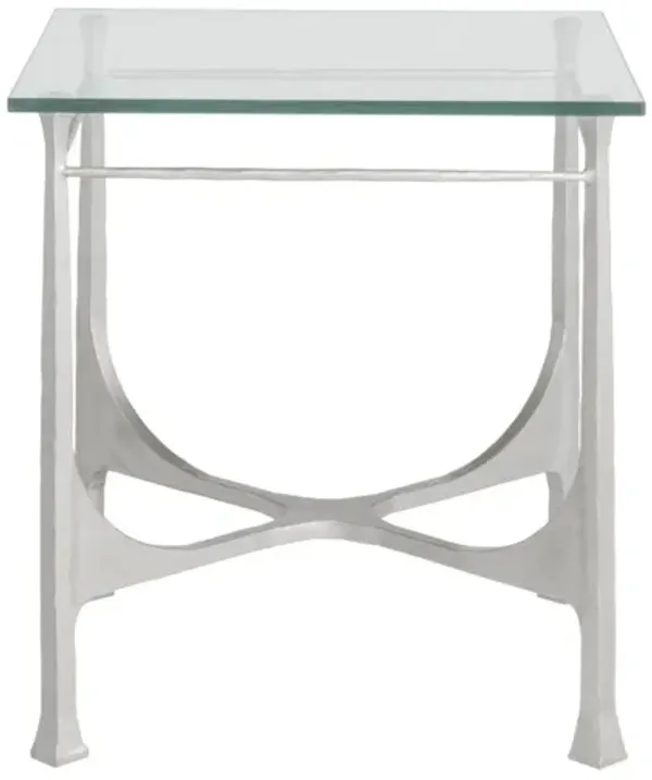 Artistica Home by Lexington Metal Designs Bruno 25 Inch Square Metal End Table Silver/Gold/Clear