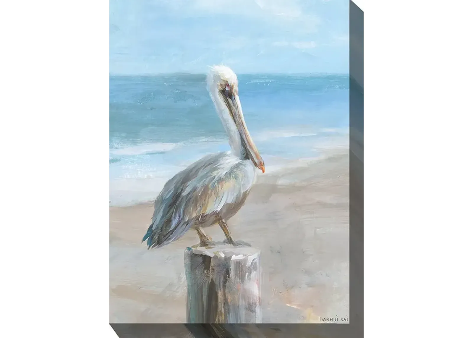 Pelican by the Ocean 30x40 All Season Outdoor Canvas Art