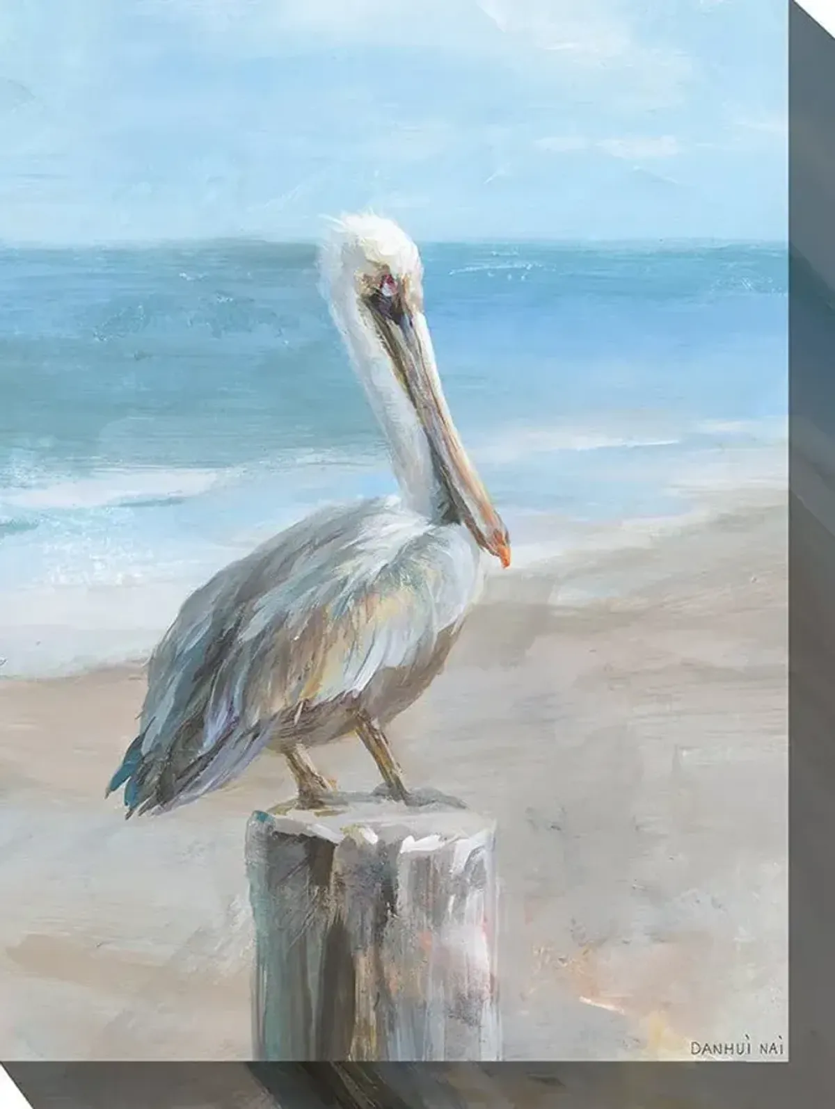 Pelican by the Ocean 30x40 All Season Outdoor Canvas Art