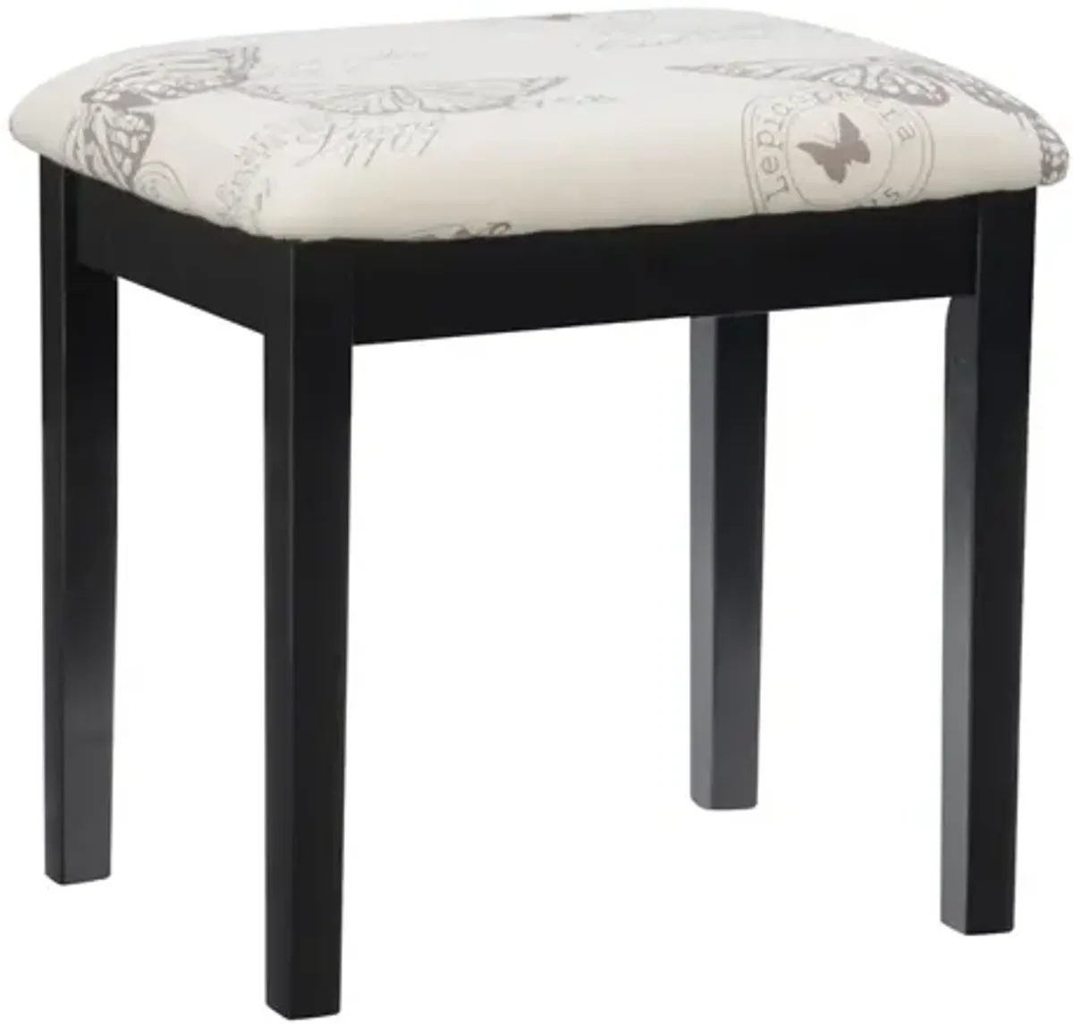 Linon Black Butterfly Vanity & Stool