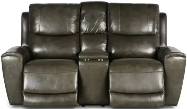 Steve Silver Laurel Gray Power Console Leather Loveseat