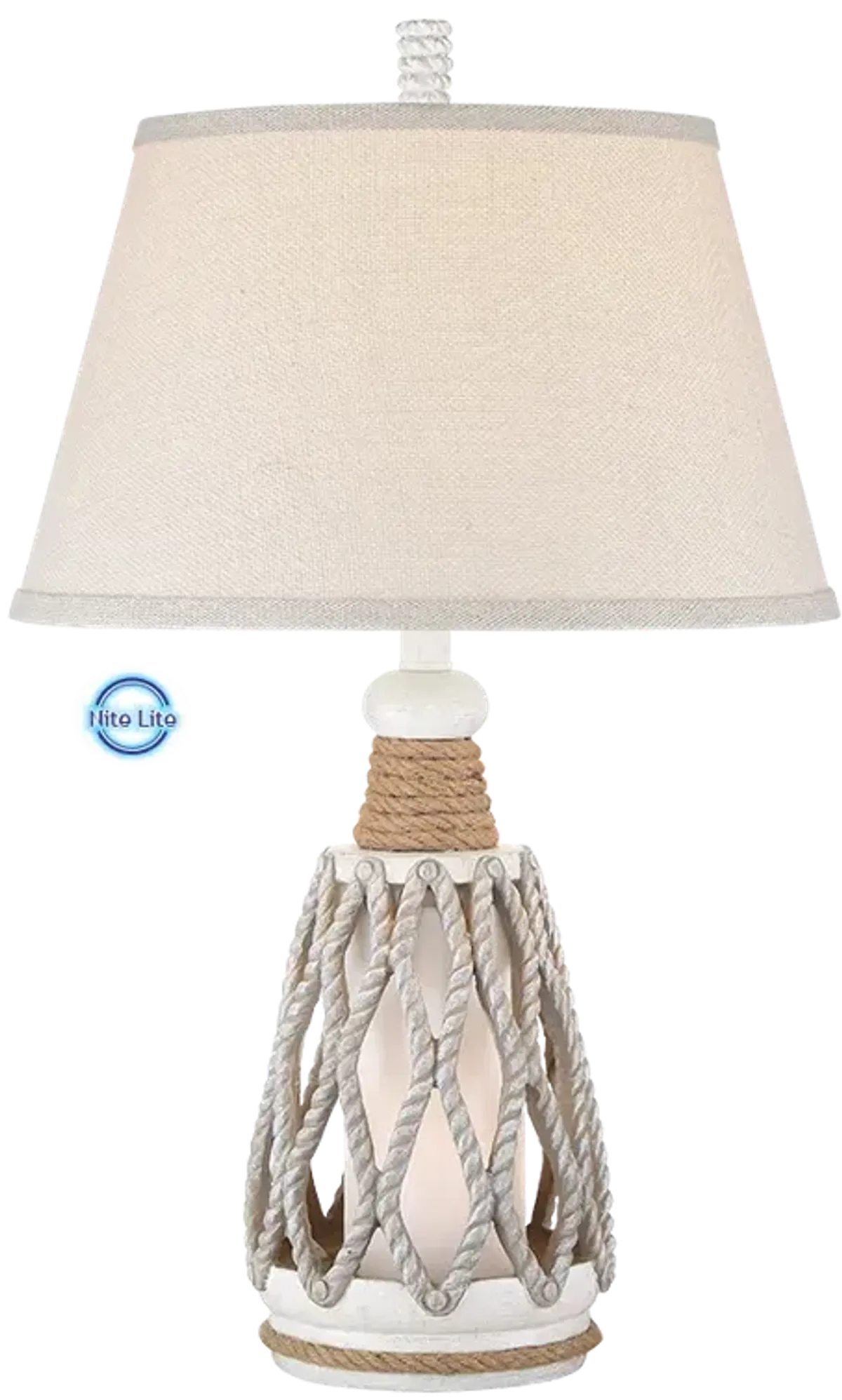 Madison Avenue Antique White Rope Lantern Night Light Table Lamp