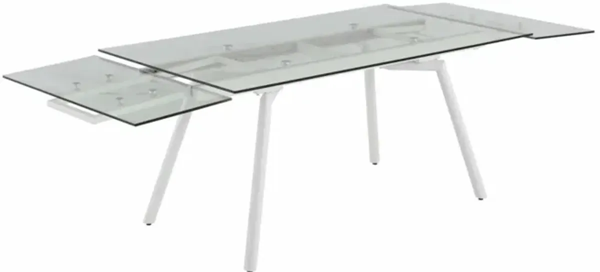 Chintaly Alicia Contemporary Extendable Rectangular Clear Tempered Glass Dining Table