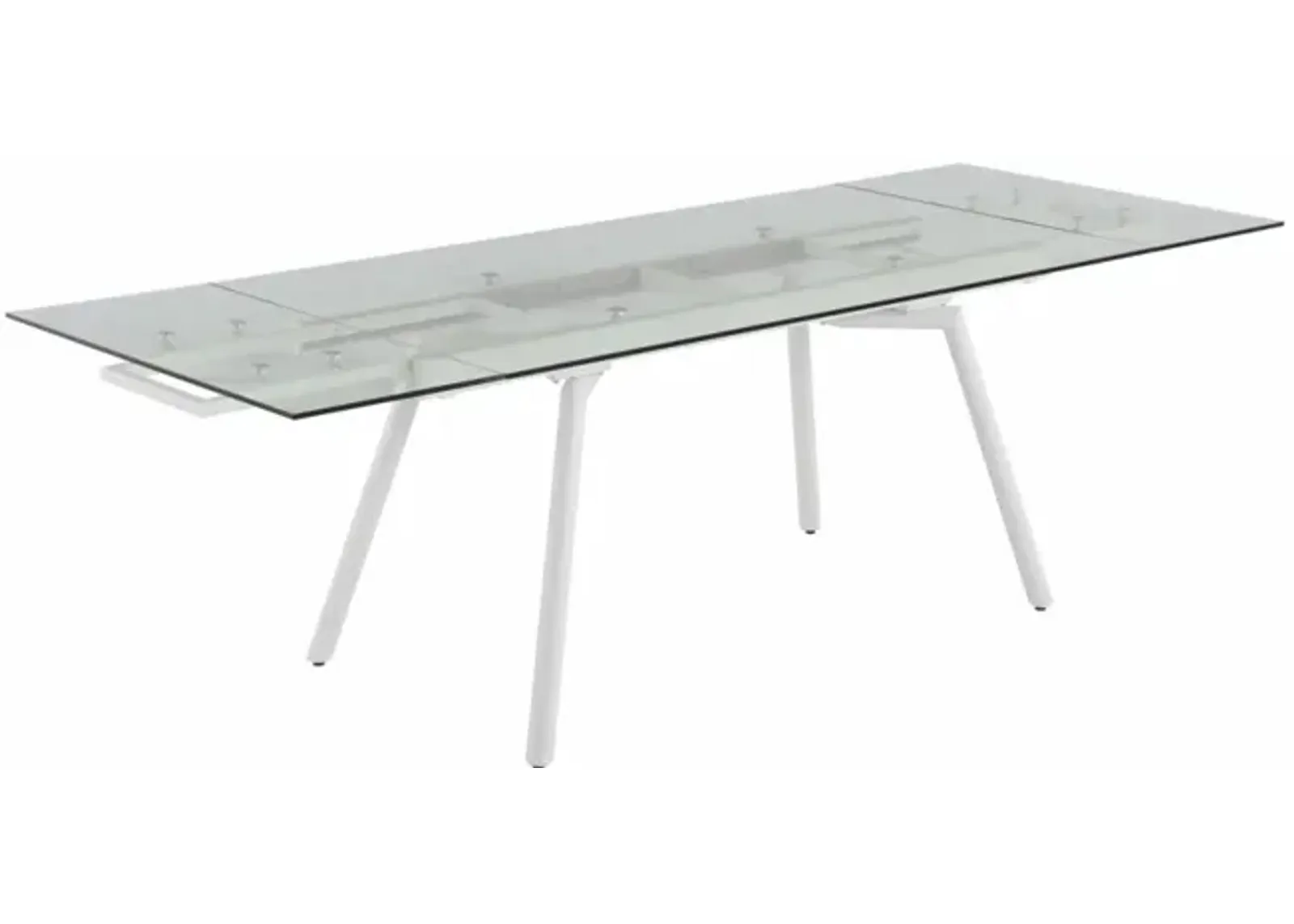 Chintaly Alicia Contemporary Extendable Rectangular Clear Tempered Glass Dining Table