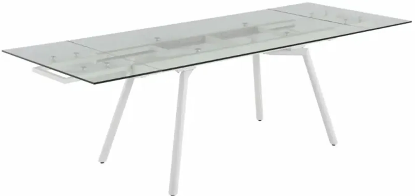 Chintaly Alicia Contemporary Extendable Rectangular Clear Tempered Glass Dining Table