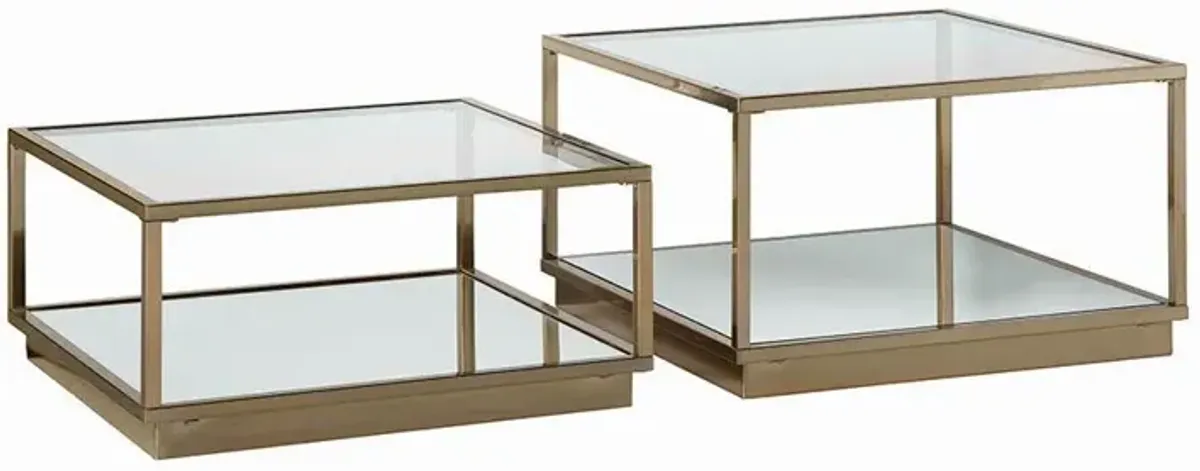 Coaster Renee 2-Piece Square Coffee Table Set Rose Brass