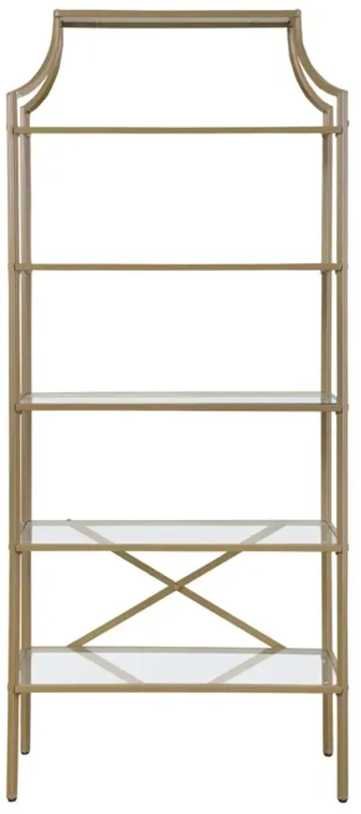 Coaster Serena 70 Inch 5-Shelf Glass Bookshelf Gold