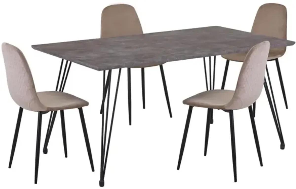 Chintaly Heather Contemporary Dining Set with Laminated Wooden Top & 4 Chairs