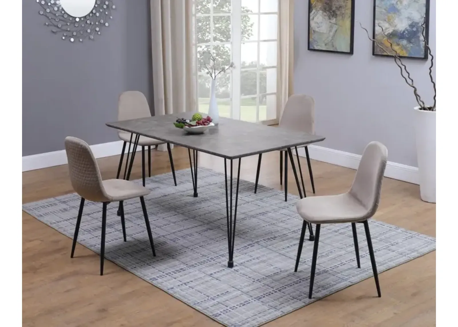 Chintaly Heather Contemporary Dining Set with Laminated Wooden Top & 4 Chairs