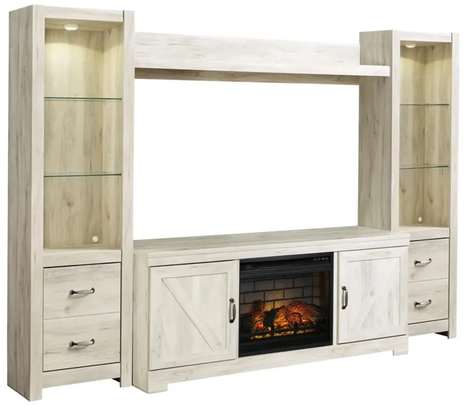 Ashley Bellaby 4-Piece Entertainment Center with Electric Fireplace Whitewash