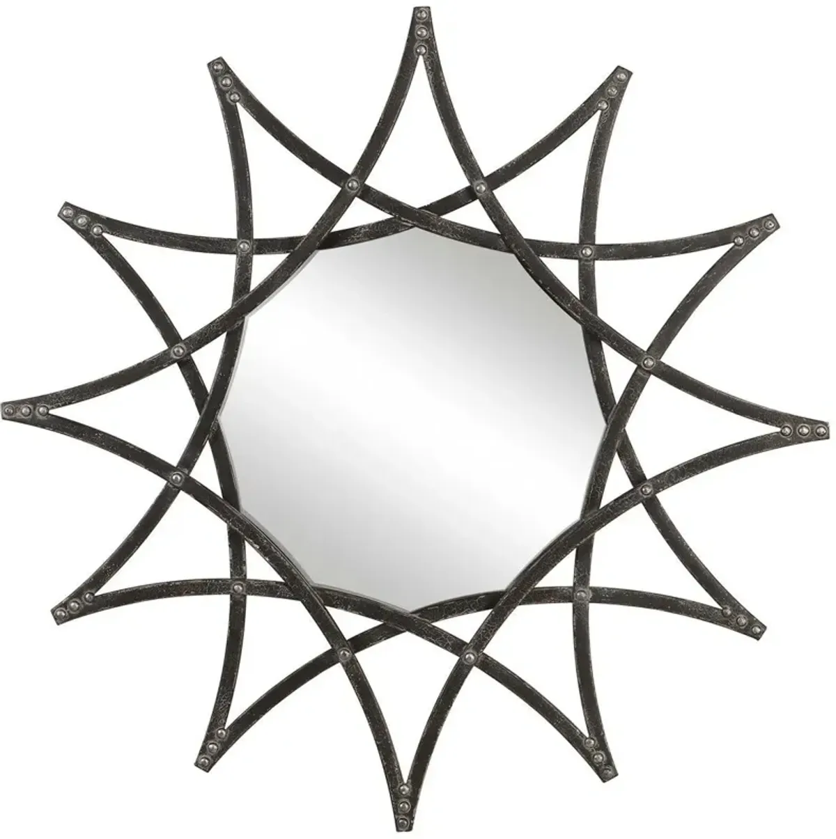 Uttermost Solaris Aged Crackled Charcoal Iron Star Mirror