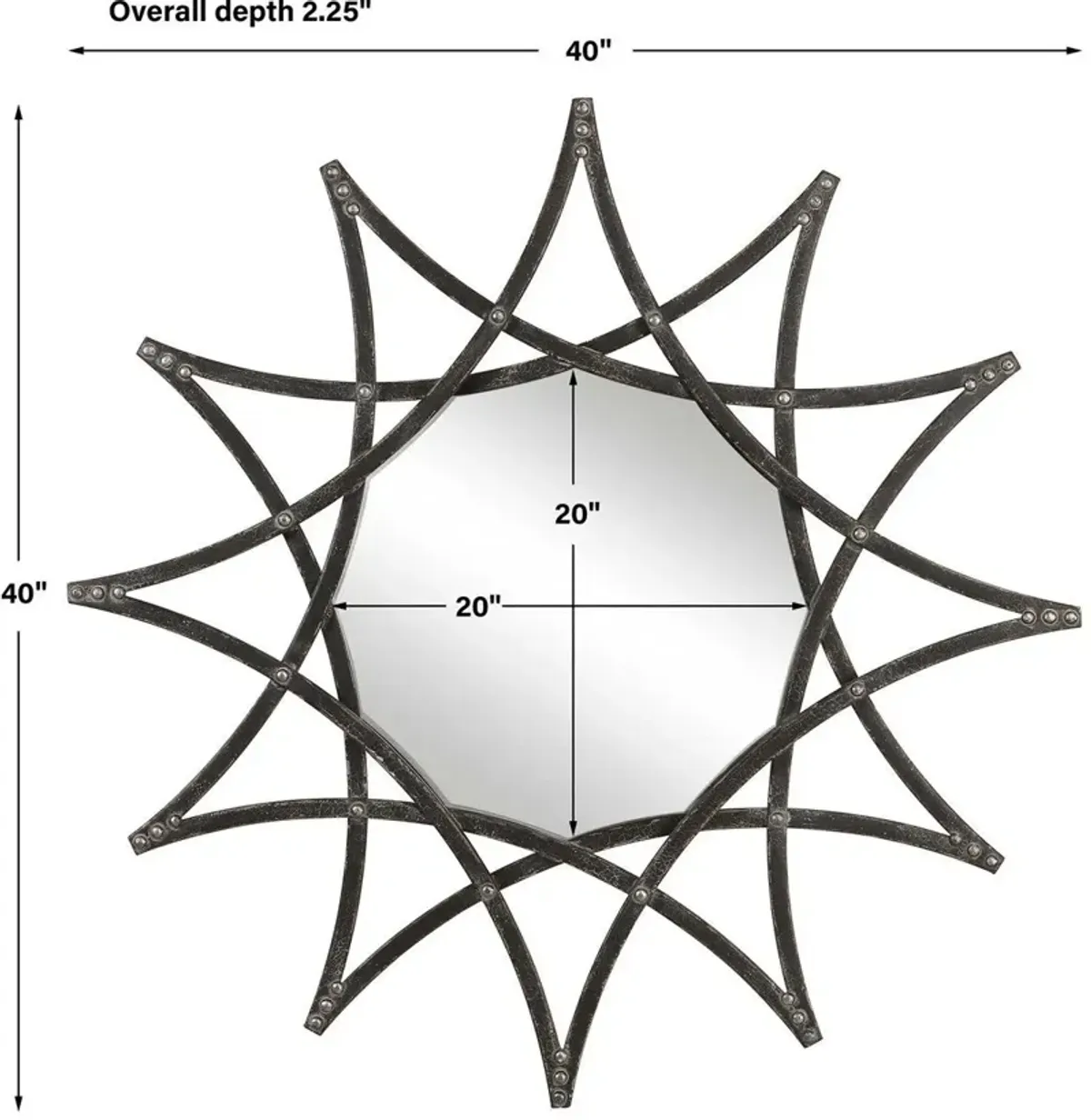 Uttermost Solaris Aged Crackled Charcoal Iron Star Mirror