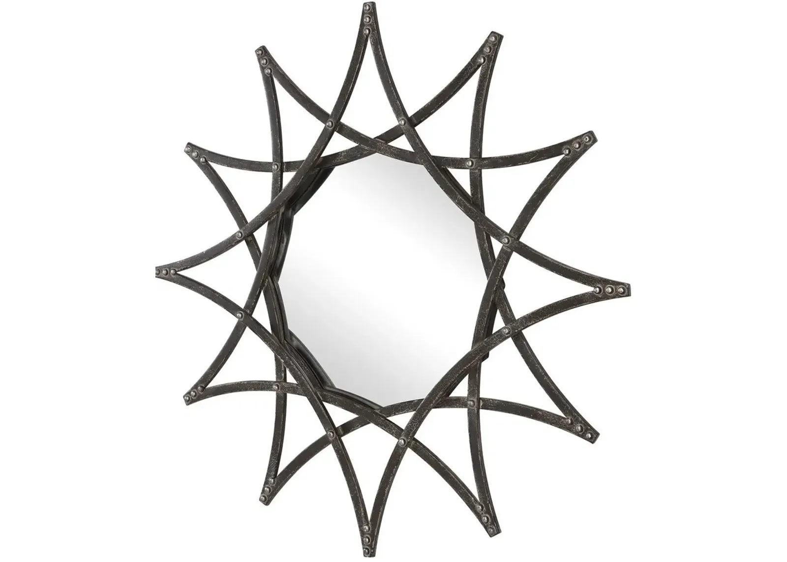 Uttermost Solaris Aged Crackled Charcoal Iron Star Mirror