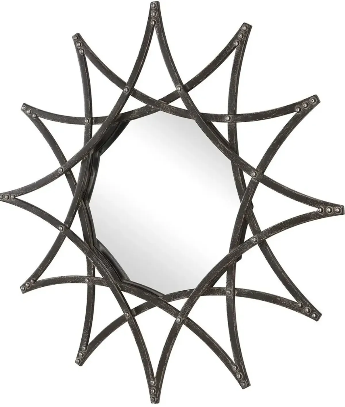 Uttermost Solaris Aged Crackled Charcoal Iron Star Mirror