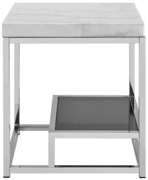 Steve Silver Aston White Marble End Table