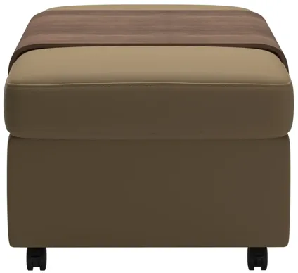 EKORNES STRESSLESS AURORA DOUBLE OTTOMAN WITH TABLE IN PALOMA SAND - WALNUT