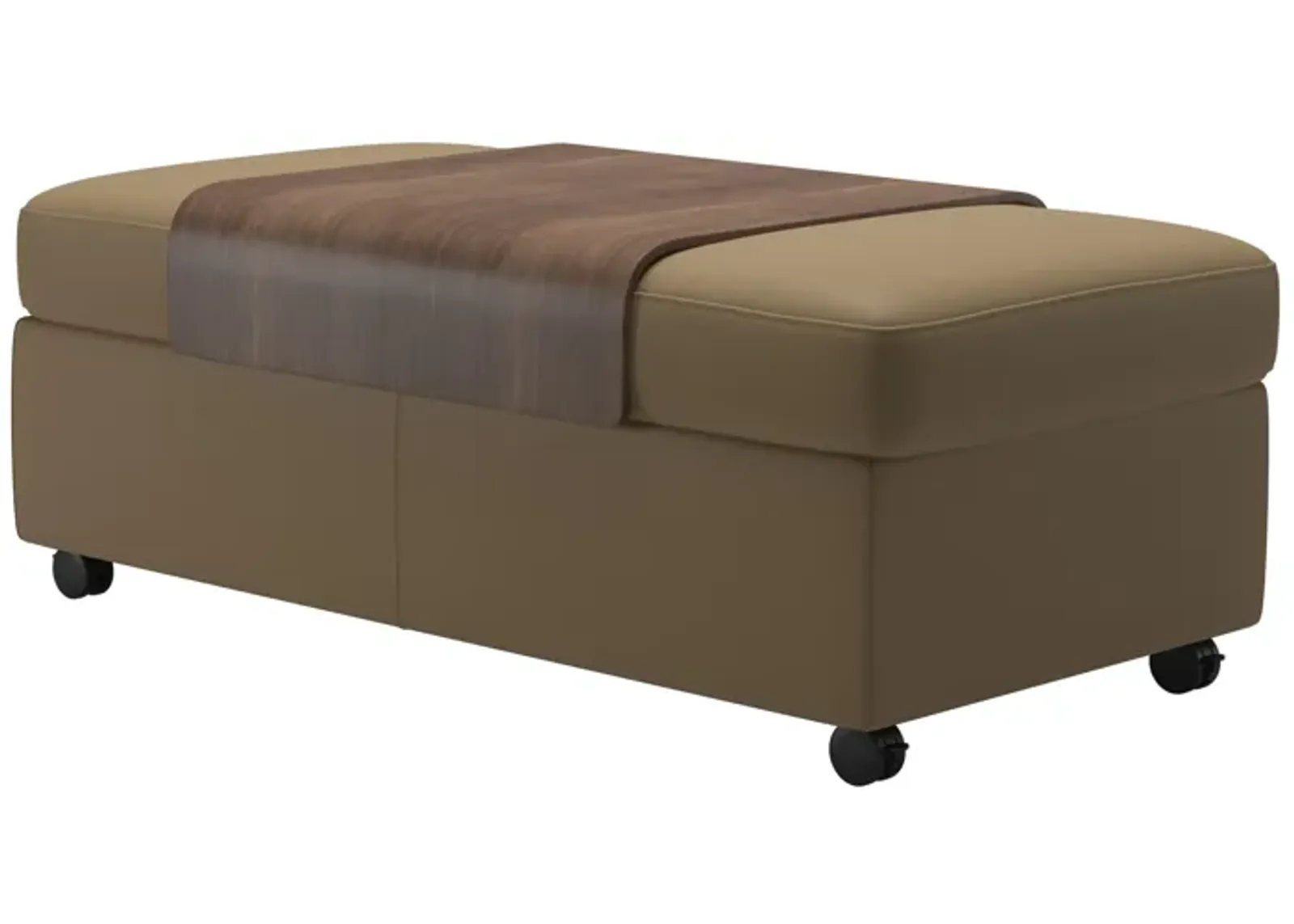 Stressless Aurora Double Ottoman with Table in Paloma Sand & Walnut Finish