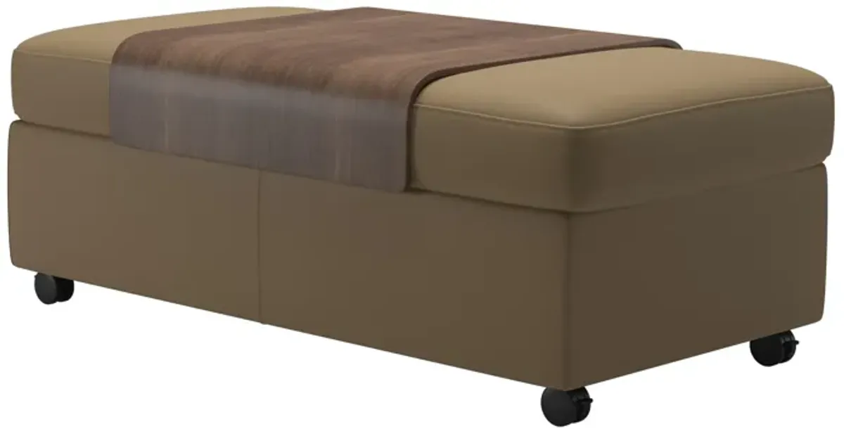 Stressless Aurora Double Ottoman with Table in Paloma Sand & Walnut Finish