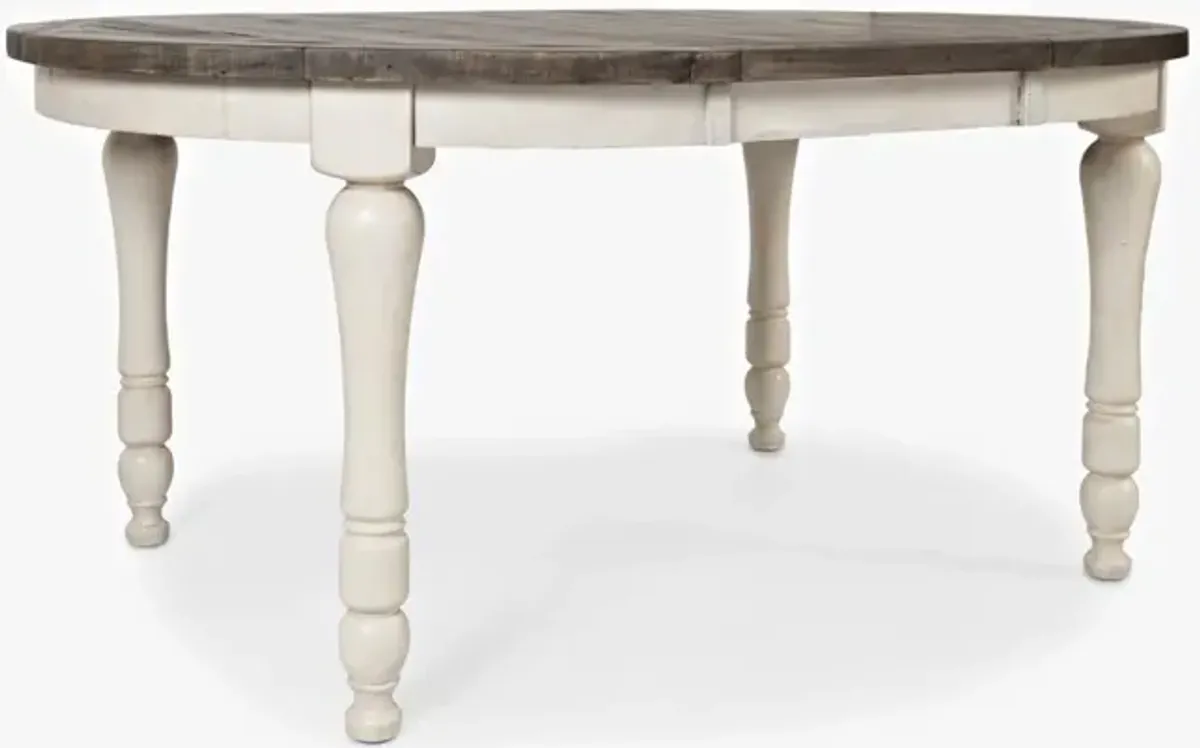 Jofran Madison County Round To Oval Dining Table Vintage White