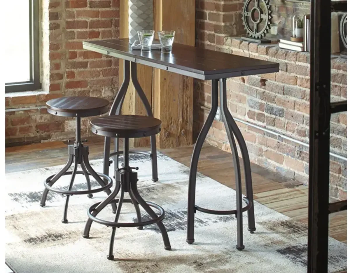 Ashley Odium 3-Piece Rustic Brown Counter Height Bar Stools & Table Set