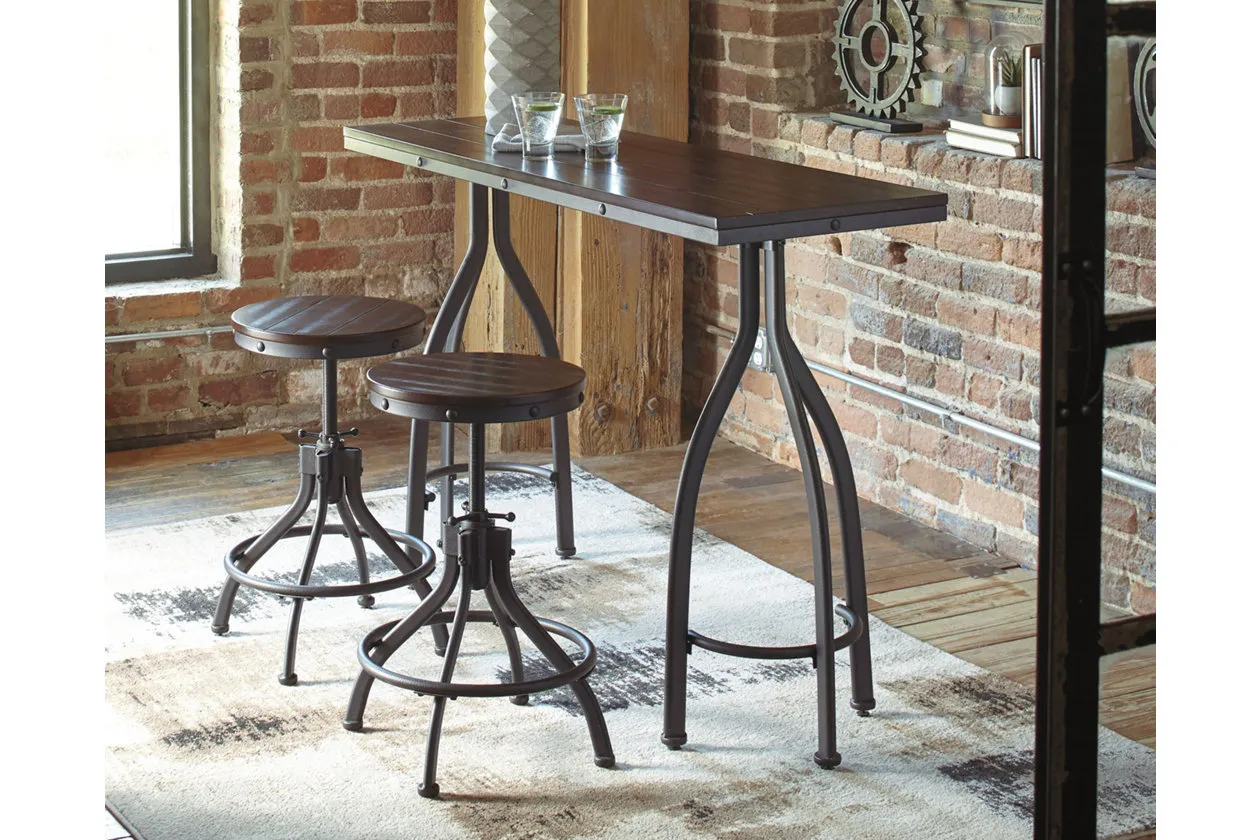 ODIUM COUNTER HEIGHT DINING TABLE AND BAR STOOLS (SET OF 3) RUSTIC BROWN SIGNATURE DESIGN