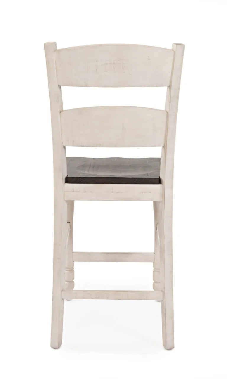 MADISON COUNTY LADDERBACK STOOL VINTAGE WHITE