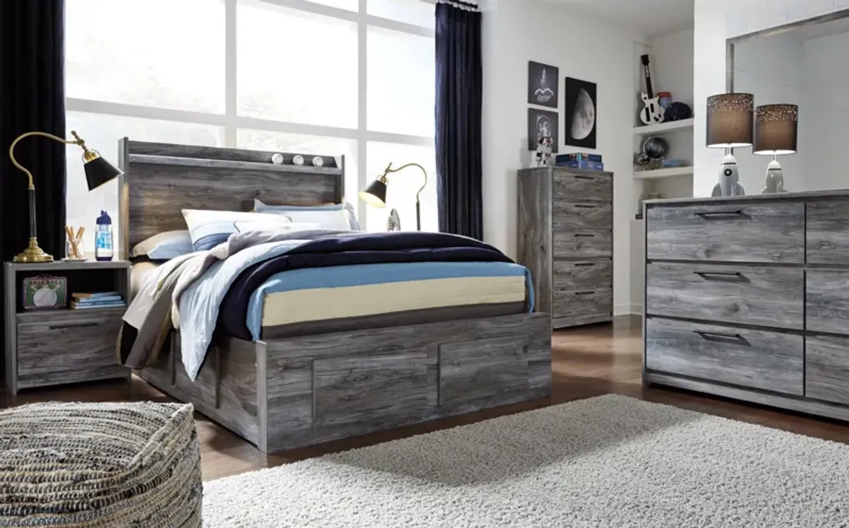 Ashley Baystorm Gray Full Panel Bed with 4 Storage Drawers