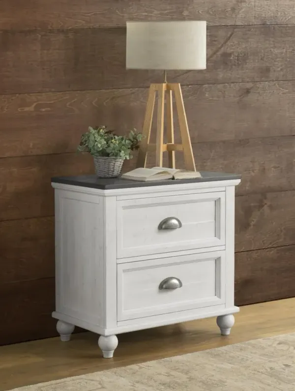 MONTEREY 2-DRAWER NIGHTSTAND IN WHITE STAIN & GREY STAIN