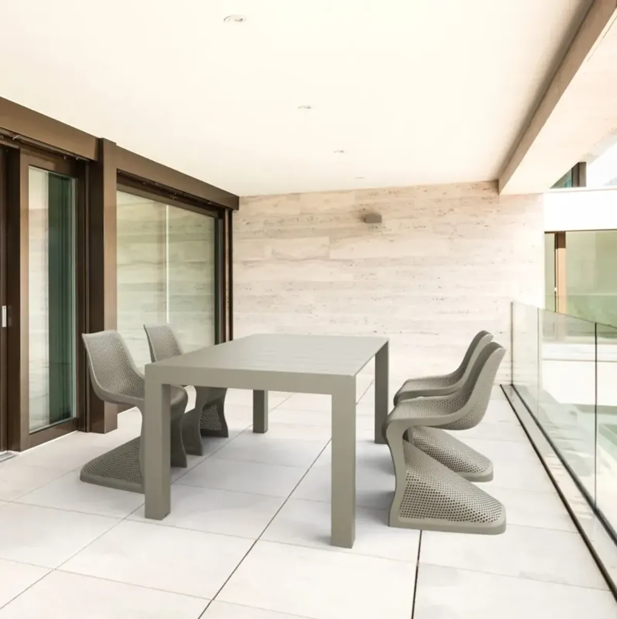 Compamia Bloom Extendable Patio Outdoor Dining Set 5-Piece Taupe
