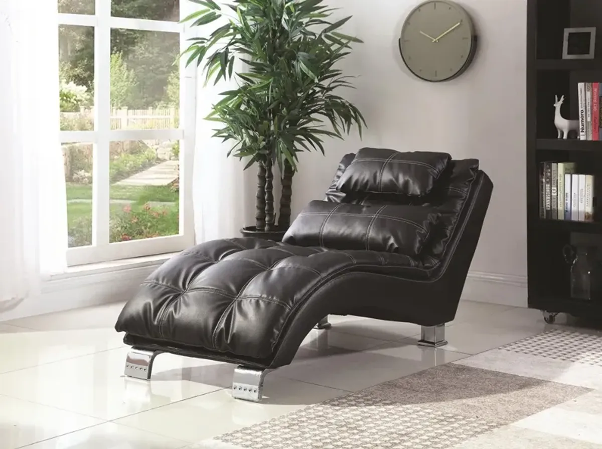 Coaster Dilleston Faux Leather Upholstered Tufted Chaise Black